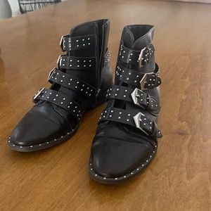 Black studded forever 21 combat boots